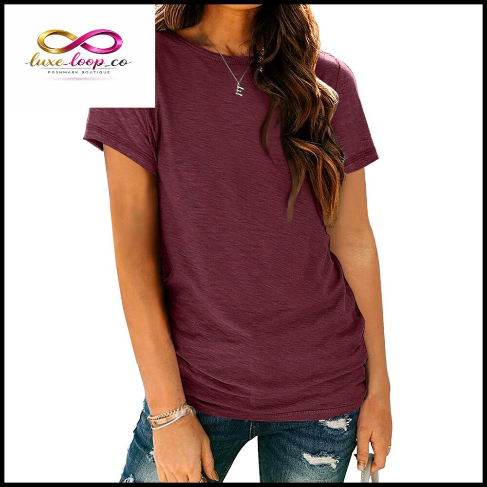 Soft Stretch Short Sleeve T-Shirt Regular Fit‎ Crew Neck Casual Top